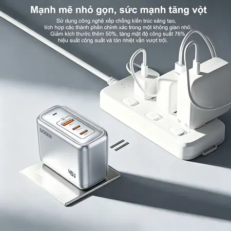 Dosen Củ Sạc Nhanh 45W GaN Type C USB-A Thích Hợp QC3.0 PD Sạc Nhanh cho iP 15+ Pro Max Samsung Huawei