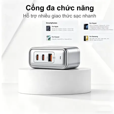 Dosen Củ Sạc Nhanh 45W GaN Type C USB-A Thích Hợp QC3.0 PD Sạc Nhanh cho iP 15+ Pro Max Samsung Huawei