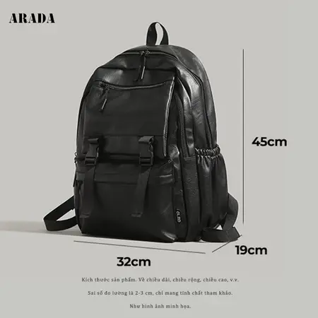 ARADA Ba lô nam không thấm nước máy tính xách tay ba lô 15,6 inch sinh viên đại học túi da PU