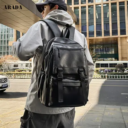 ARADA Ba lô nam không thấm nước máy tính xách tay ba lô 15,6 inch sinh viên đại học túi da PU