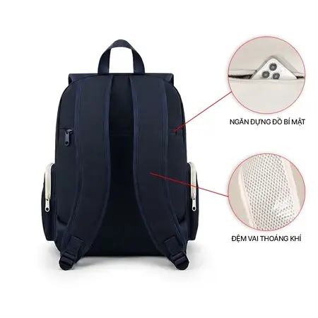 Balo đi học chống nước đựng laptop 15.6 inch M4M GOOD VIBE Backpack BM005, Cặp nữ nam nhiều ngăn