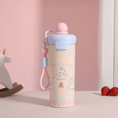 Bình Giữ Nhiệt 6000ml Có Quai Xách (Tặng Túi Trong Suốt) - Bình Nước Hoạt Hình Đáng Yêu Cho Học Sinh, Sinh Viên