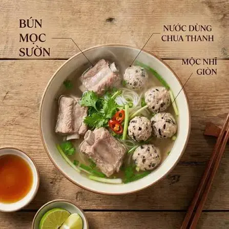 Bún Sườn Sụn Mọc Viên Đầy Đặn - Sườn Chặt Khổng Lồ Nước Dùng Thanh Ngọt