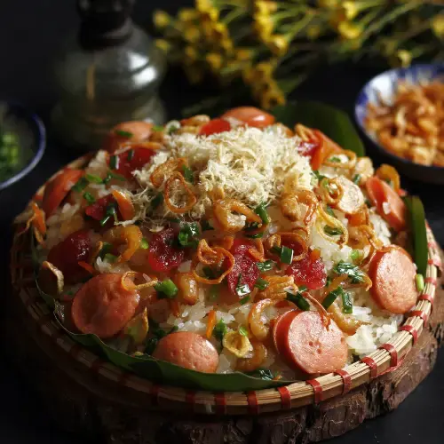 Xôi Mặn Thập Cẩm Siêu Topping Nóng Hổi Đẫm Nước Thịt Kho Trứng Cút