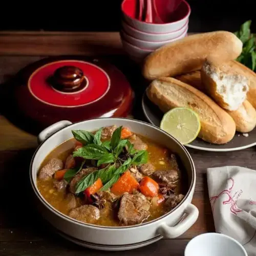 Bánh Mì Sốt Vang Bò Gân Giòn Nóng Hổi